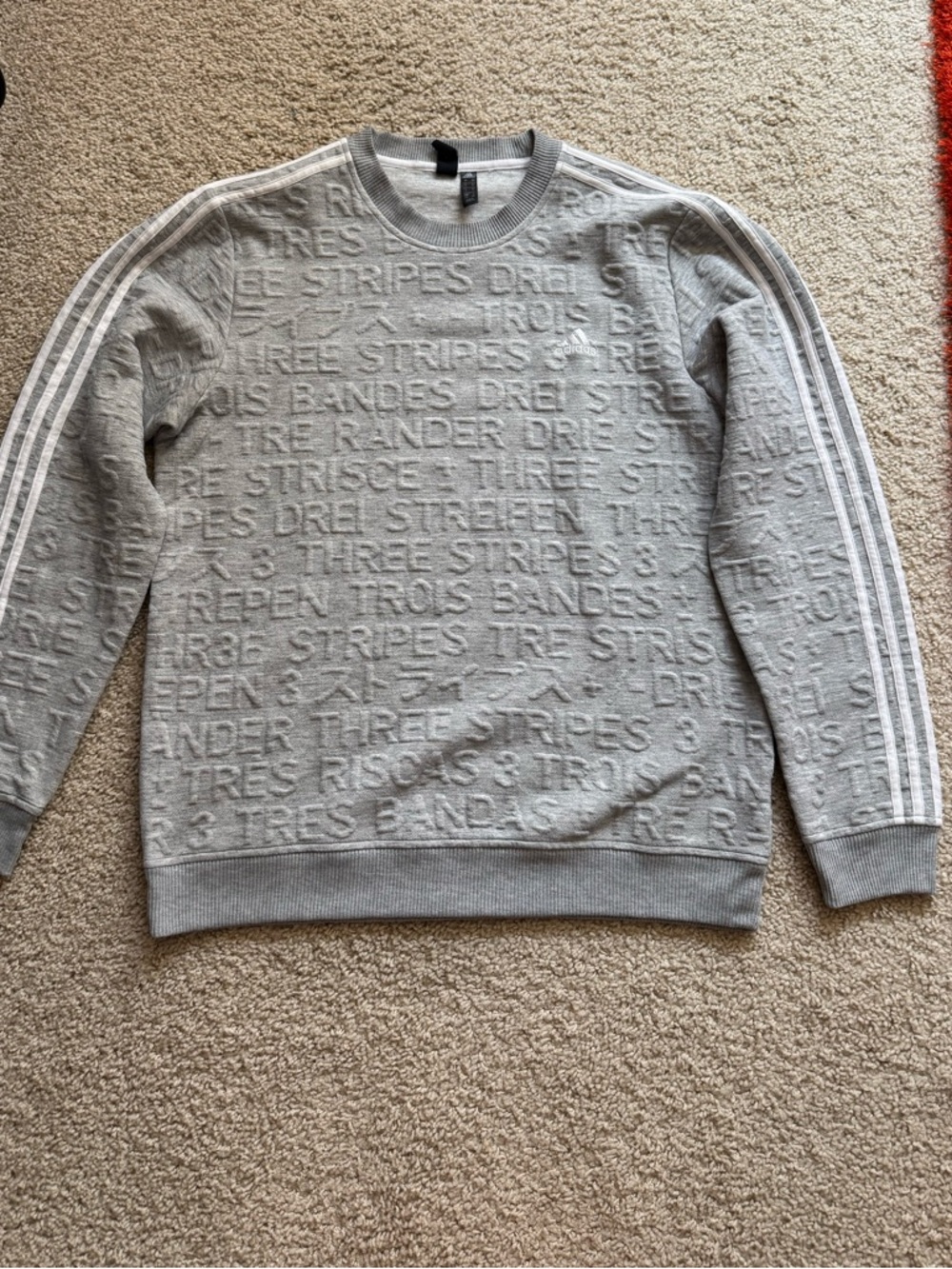 Adidas Men’s Gray Embossed Crewneck Sweater